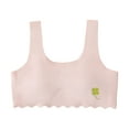 thumbnail image 1 of Xfvqtps Girls Bras with Padded Fixed Cup Seamless Wave Hem Soft Comfortable Breathable Solid Color Leaf Print Training Bra for Teen Age 8-11 Pink, 1 of 6
