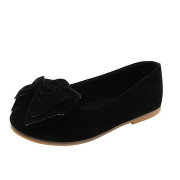 Xfvqtps Girls Flats Suede Bowknot Shallow Slip On Round Close Toe Solid Color Colorful Soft Sole Non Slip Comfortable Spring Summer Ballet Dress Shoes for 12 Months-5 Years Black