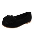 thumbnail image 1 of Xfvqtps Girls Flats Suede Bowknot Shallow Slip On Round Close Toe Solid Color Colorful Soft Sole Non Slip Comfortable Spring Summer Ballet Dress Shoes for 12 Months-5 Years Black, 1 of 9