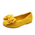 thumbnail image 1 of Xfvqtps Girls Flats Suede Bowknot Shallow Slip On Round Close Toe Solid Color Colorful Soft Sole Non Slip Comfortable Spring Summer Ballet Dress Shoes for 12 Months-5 Years Yellow, 1 of 9