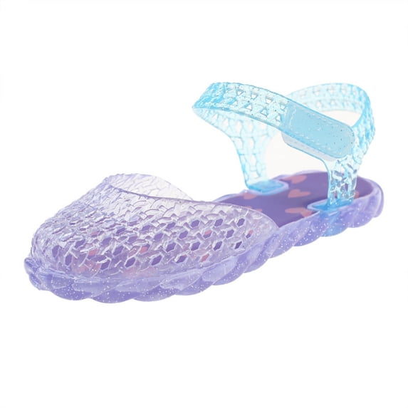Xfvqtps Girls Jelly Shoes Closed Toe Hollow out Hook and Loop Summer Princess Beach Sandals