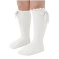 thumbnail image 1 of Xfvqtps Girls Knee High Socks Long Tube Ruffle Lace Bow Solid Color Sweet Princess Elastic Comfort Breathable Soft Cotton Socks Beige, 1 of 4