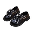 thumbnail image 1 of Xfvqtps Girls Loafers Bow Love Classic Uniform PU Oxford Mary Jane Dress Shoes New British Style Little Baby Black Soft Sole Primary School Performance Shoes Black, 1 of 9