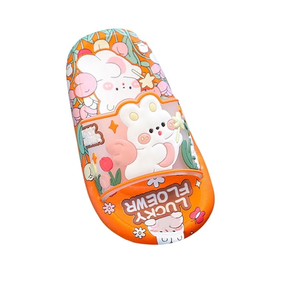 Xfvqtps Girls Lovely Rabbit Cartoon Slippers EVA Non Slip Summer Slippers Exposed Toe Slipper Children's New Sandals Boy Baby Soft Soles Toddler Shoes Orange