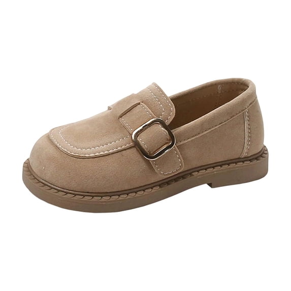Xfvqtps Girls Slip on Loafers Versatile Spring Summer Casual Comfortable Soft Sole Shoes for Girls with Buckle Detail