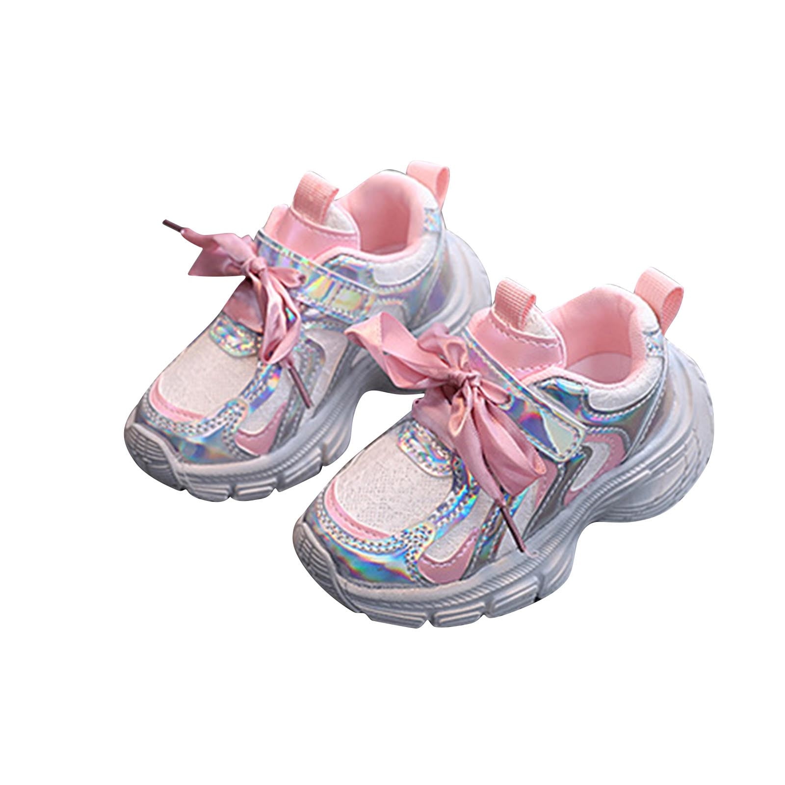 Xfvqtps Girls Sneakers Slip On Holographic Rainbow Color Laser