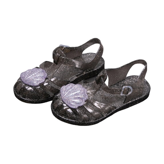 Xfvqtps Girls Sparkling Jelly Shoes Beach Sandals Closed Toe Summer Waterproof Princess Fisherman Gladiator Shoes