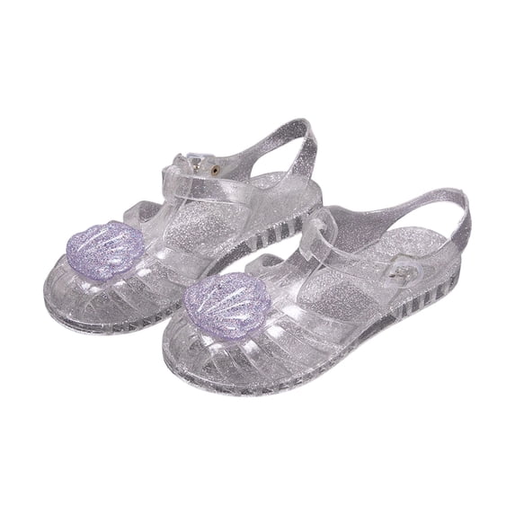 Xfvqtps Girls Sparkling Jelly Shoes Beach Sandals Closed Toe Summer Waterproof Princess Fisherman Gladiator Shoes