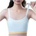 thumbnail image 1 of Xfvqtps Girls Sports Bras with Padded Fixed Cup Seamless Spaghetti Strap Soft Comfortable Breathable Color Block Training Bra for Big Kids Teen Bras for Girls Ages 12-15 Blue, 1 of 6