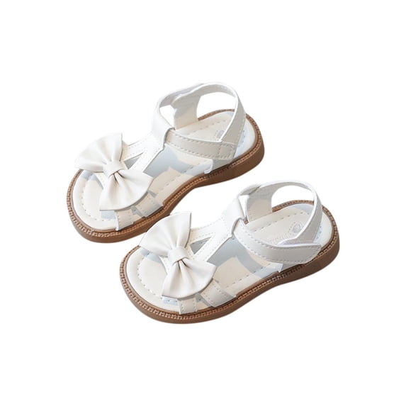 Xfvqtps Girls Summer Sandals Bow Princess Hook and Loop Strap Soft Sole Non-Slip Open Toe Casual Beach Shoes