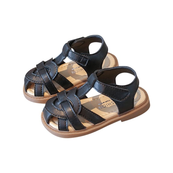 Xfvqtps Girls Summer Sandals Princess Criss Cross Straps Hook and Loop Strap Soft Sole Non-Slip Close Toe Hollow out Casual Beach Shoes