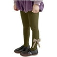thumbnail image 1 of Xfvqtps Girls Tights Knit Cable Lattice Bow Decoration Solid Color Thickened Elastic Soft Comfortable Warm Winter Pantyhose for 1-12 Years Army Green, 1 of 5
