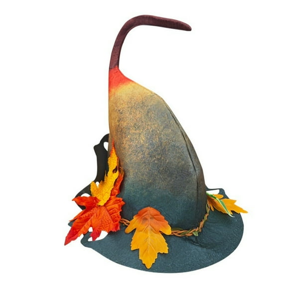 Xfvqtps Halloween Witch Hat Leaf Decor Halloween Spire Hats for Party Accessory Blue