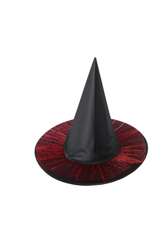 Halloween Witch Hat Mesh Halloween Spire Hats for Party Accessory Red