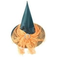 thumbnail image 1 of Xfvqtps Halloween Witch Hat Mesh Lace Rhinestone Buckle Halloween Spire Hats for Party Accessory Orange, 1 of 6