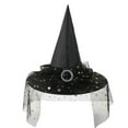 thumbnail image 1 of Xfvqtps Halloween Witch Hat Mesh Round Buckle Decor Halloween Spire Hats for Party Accessory Gold, 1 of 3