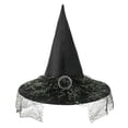 thumbnail image 1 of Xfvqtps Halloween Witch Hat Mesh Round Buckle Decor Halloween Spire Hats for Party Accessory Green, 1 of 3