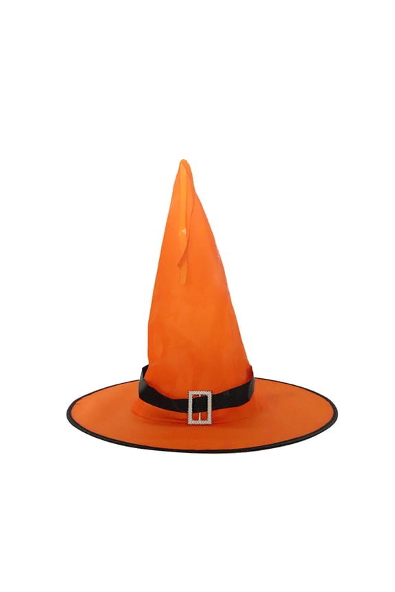 Halloween Witch Hat Rhinestone Buckle Halloween Spire Hats for Party Accessory Orange