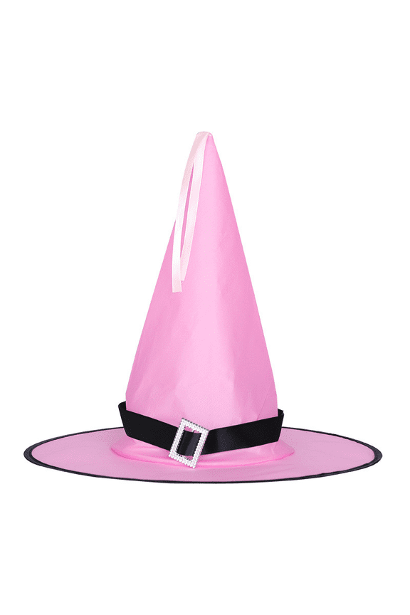 Halloween Witch Hat Rhinestone Buckle Halloween Spire Hats for Party Accessory Pink