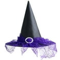 thumbnail image 1 of Xfvqtps Halloween Witch Hat Spider Web Mesh Buckle Decor Halloween Spire Hats for Party Accessory Purple, 1 of 3