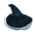 thumbnail image 1 of Xfvqtps Halloween Witch Hat Star Moon Printed Mesh Halloween Spire Hats for Party Accessory Gold, 1 of 6
