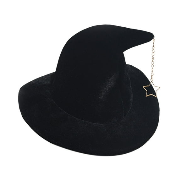 Xfvqtps Halloween Witch Hat Star Pendant Decor Halloween Spire Hats for Party Accessory Black