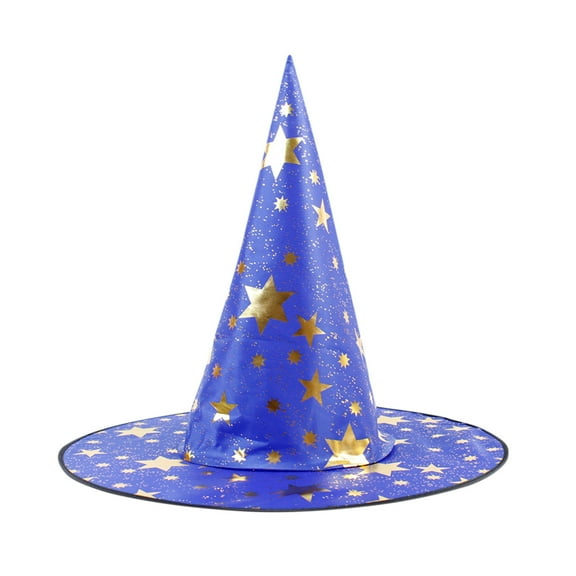 Xfvqtps Halloween Witch Hat Star Print Halloween Spire Hats for Party Accessory Blue