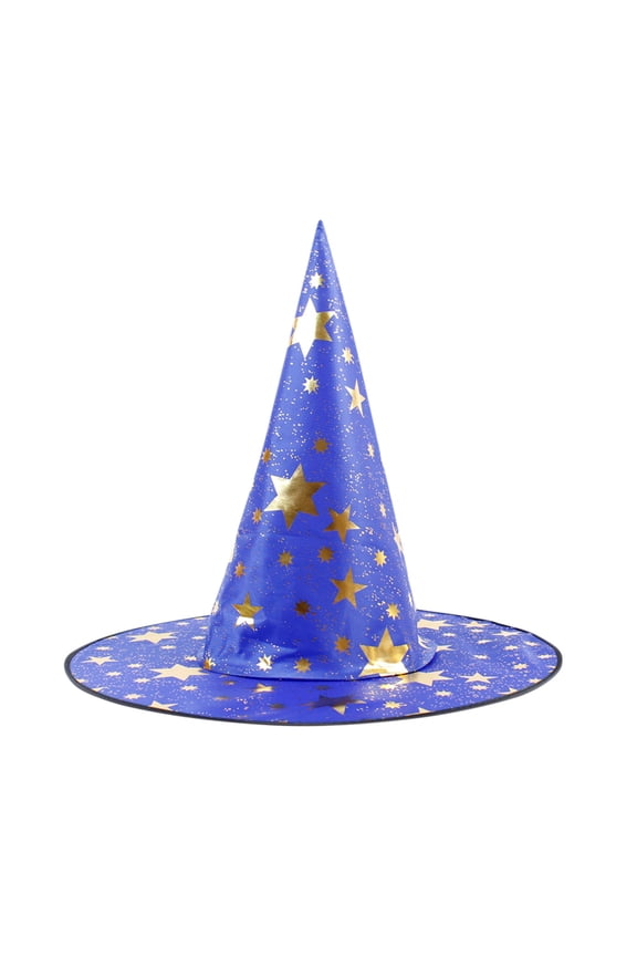 Halloween Witch Hat Star Print Halloween Spire Hats for Party Accessory Blue