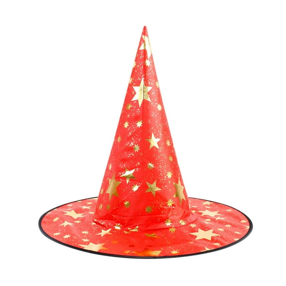 Xfvqtps Halloween Witch Hat Star Print Halloween Spire Hats for Party Accessory Red