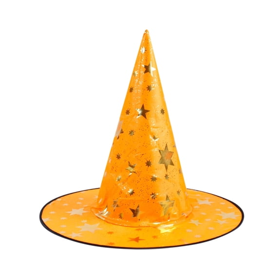 Xfvqtps Halloween Witch Hat Star Print Halloween Spire Hats for Party Accessory Yellow