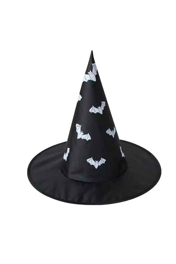 Halloween Witch Hat Wide Brim Halloween Print Spire Hats for Party Accessory C