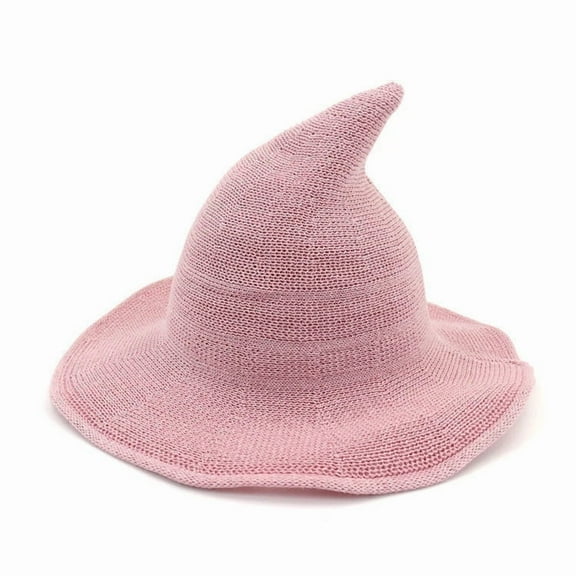 Xfvqtps Halloween Witch Hat for Women Wide Brim Foldable Halloween Spire Hats for Party Accessory Pink