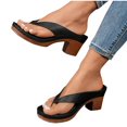 thumbnail image 1 of Xfvqtps Heel Sandals for Women Flip Flops Slide Block Chunky Heel Soft Sole Beach Summer Backless Pumps, 1 of 7