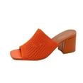 thumbnail image 1 of Xfvqtps Heel Sandals for Womens Slide Sandals Block Chunky Heel Peep Toe Knit Shoe Upper Hollow out Slide Sandals Orange, 1 of 7