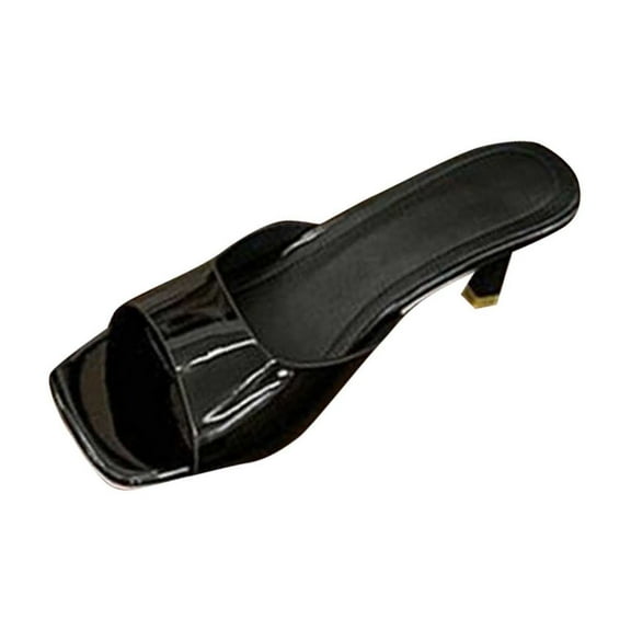 Xfvqtps Heeled Mules for Womens Backless Open Square Toe Stiletto Heeled Slides Mule Sandals Dress Shoes Black