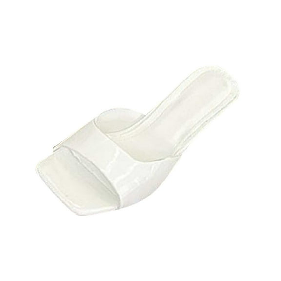 Xfvqtps Heeled Mules for Womens Backless Open Square Toe Stiletto Heeled Slides Mule Sandals Dress Shoes White