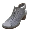 thumbnail image 1 of Xfvqtps Heeled Sandal for Womens 2025 Chunky High Heels Peep Toe Hollow out Slingback Hook and Loop Strap Leather Non Slip Breathable Dressy Casual Summer High Heels Gray, 1 of 3