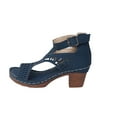 thumbnail image 1 of Xfvqtps Heeled Sandal for Womens Back Zipper Peep Toe Chunky Block Mid Heels Clog Hollow out Side Cutout Non Slip Breathable Dance Party Dressy Summer Sandals Dark Blue, 1 of 9