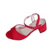 thumbnail image 1 of Xfvqtps Heeled Sandals for Women Block Heel Mid Heel Ankle Buckle Strap Suede Peep Toe Summer Pumps Red, 1 of 8