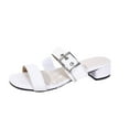thumbnail image 1 of Xfvqtps Heeled Sandals for Women Block Heel Slide Sandals Open Square Toe Clear Strap Buckle Decor Summer High Heel Sandals White, 1 of 8