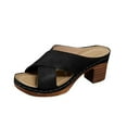 thumbnail image 1 of Xfvqtps Heeled Sandals for Women Cross Strap Chunky Heel Open Toe Casual Slide Sandals Black, 1 of 9