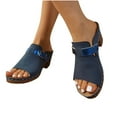 thumbnail image 1 of Xfvqtps Heeled Sandals for Women Slide Buckle Decor Suede Arch Support Retro Soft Sole Non Slip Summer Sandals Blue, 1 of 9