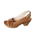 thumbnail image 1 of Xfvqtps Heeled Sandals for Women Slingback Buckle Strap Block Chunky Heel Flower Decor Hollow out Peep Toe Casual Sandals Brown, 1 of 9