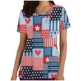 thumbnail image 1 of Xfvqtps Independence Day Scrub Tops for Women Comfortable Lightweight Medical Nursing Uniform Fashion Casual Solid Color Round Neck Short Sleeve Loose Working Uniform with Pockets Light Blue, 1 of 5