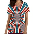 thumbnail image 1 of Xfvqtps Independence Day Scrub Tops for Women Comfortable Lightweight Medical Nursing Uniform Fashion Casual Solid Color Round Neck Short Sleeve Loose Working Uniform with Pockets Red, 1 of 5