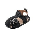thumbnail image 1 of Xfvqtps Infant Baby Boys and Girls Sandals Buckle Lightweight Non Slip Soft Breathable Outdoor Beach Open Toe Toddler First Walker Shoes Summer Iron Design Rubber Bottom Sandals Black, 1 of 9