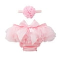 thumbnail image 1 of Xfvqtps Infant Baby Girls Bowknot Ruffle Yarn Skirt Bloomer Diaper Covers and Headband Set Newborn Photo Prop Outfits Pink, 1 of 4