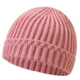 thumbnail image 1 of Xfvqtps Infant Beanie Knitted Vertical Stripes Cuffed Solid Color Simplicity Stretch Soft Windproof Coldproof Warm Winter Skull Cap Watermelon Red, 1 of 3