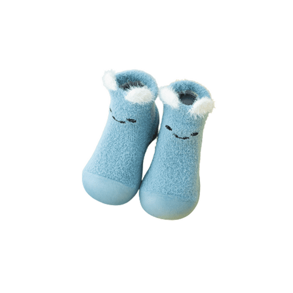 Xfvqtps Infant Boys and Girls Socks Shoes Fluffy Plush Animals Cute Velvet Keep Warm Indoor Non Slip Winter Coral Fleece Shoes Toddler Shoes Autumn Thickened Soft Bottom Cotton Shoes Blue