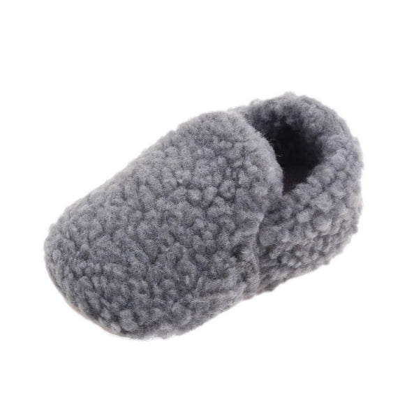 Xfvqtps Infant Boys and Girls Warm Shoes Unisex Fluffy Plush Simplicity Non Slip Comfortable Soft Sole Winter Coral Fleece Shoes Cute Fashion Solid Color Cotton Slipper Dark Gray